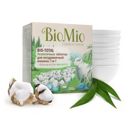 Купить Экологичные таблетки для посудомоечной машины bio-total с эфирным маслом эвкалипта и экстрактом хлопка bio mio