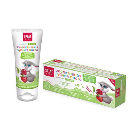 Купить Натуральная биоактивная зубная паста для детей от 2 до 6 лет земляника - вишня splat kids