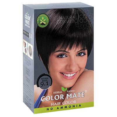 Купить Натуральная краска для волос на основе хны color mate (тон 9.1, натуральный чёрный) без аммиака