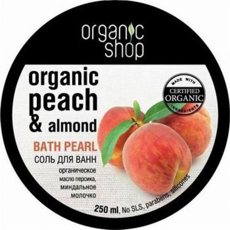 Купить Соль жемчужная для ванн «миндальный персик» organic shop